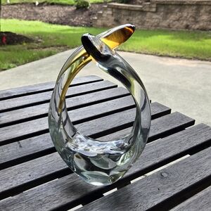 Elegant Glass Sculpture with Amber Accents